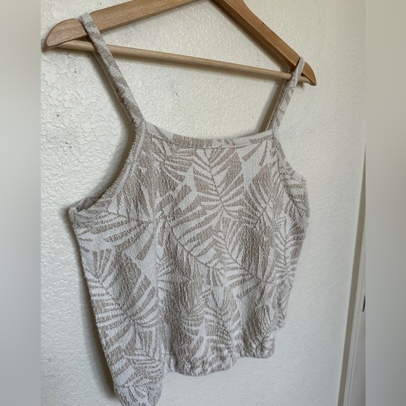 NWT Loft palm tree pattern linen beach vacation tropical bubble hem cami top - Picture 5 of 6